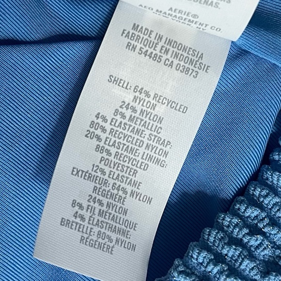 AERIE • NWT Shimmery Crinkle Lace Up Scoop Bikini Top “Blue Spark” - Picture 14 of 15